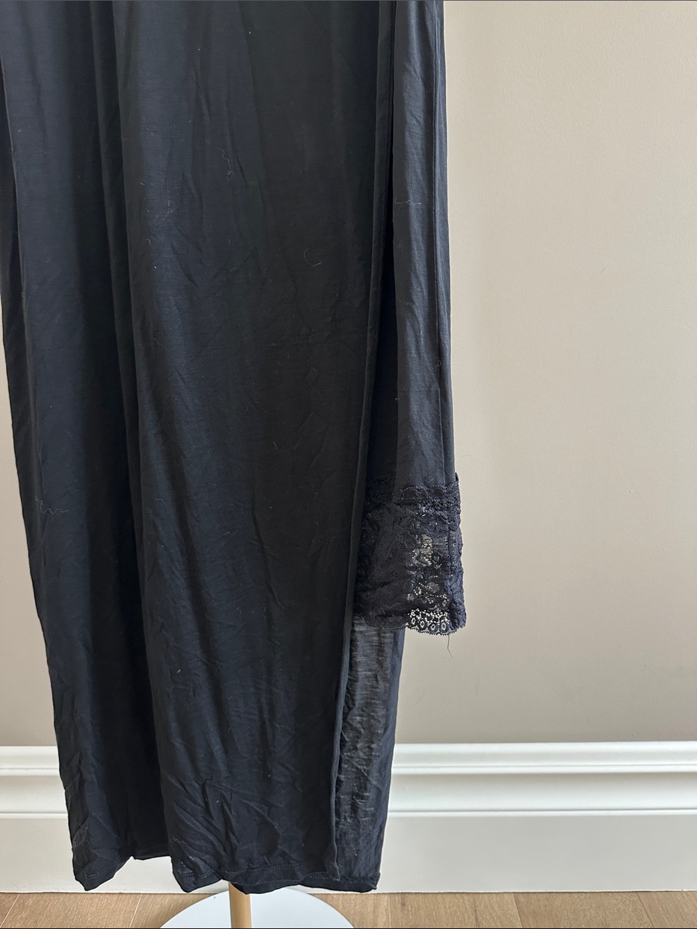 Acne Studios Black Lace Tencel Maxi Dress Asymmetrical Hem Tank Medium - Picture 4 of 10